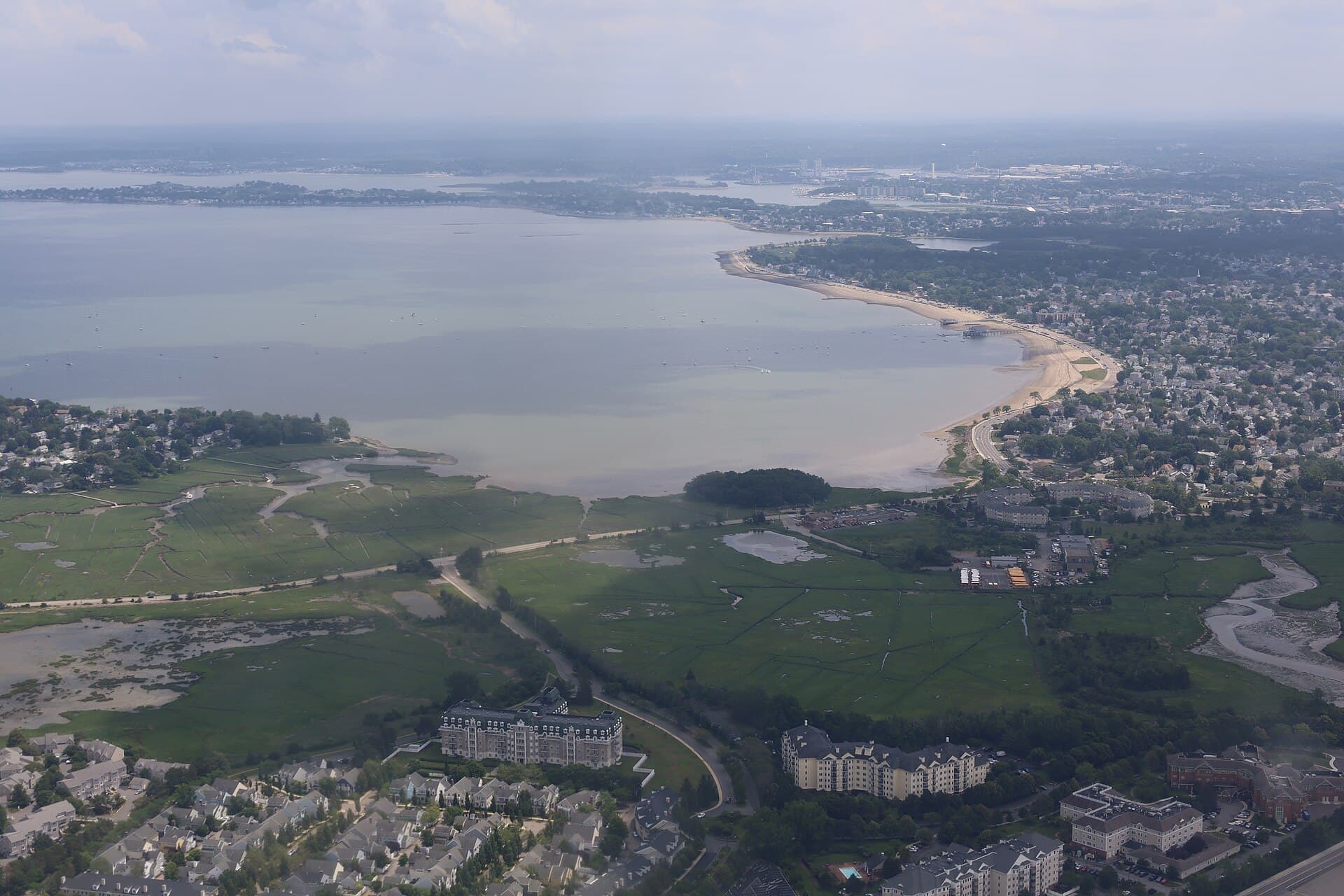 Aerial view of Wollaston Beach in Quincy